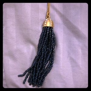 J. Crew Gold/Navy Tassel Necklace
